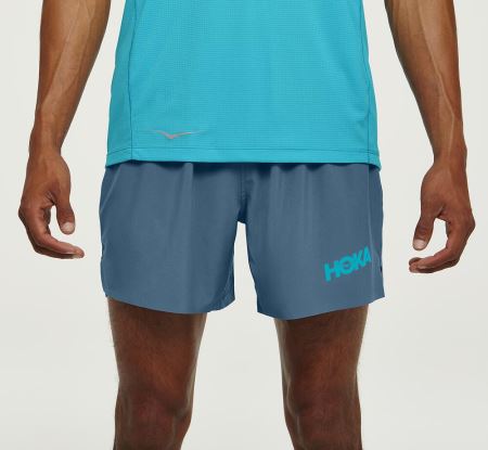 Hoka One One Glide 5" Short - Pantaloni Scurti Barbati Turcoaz | RO-B1wYHz5